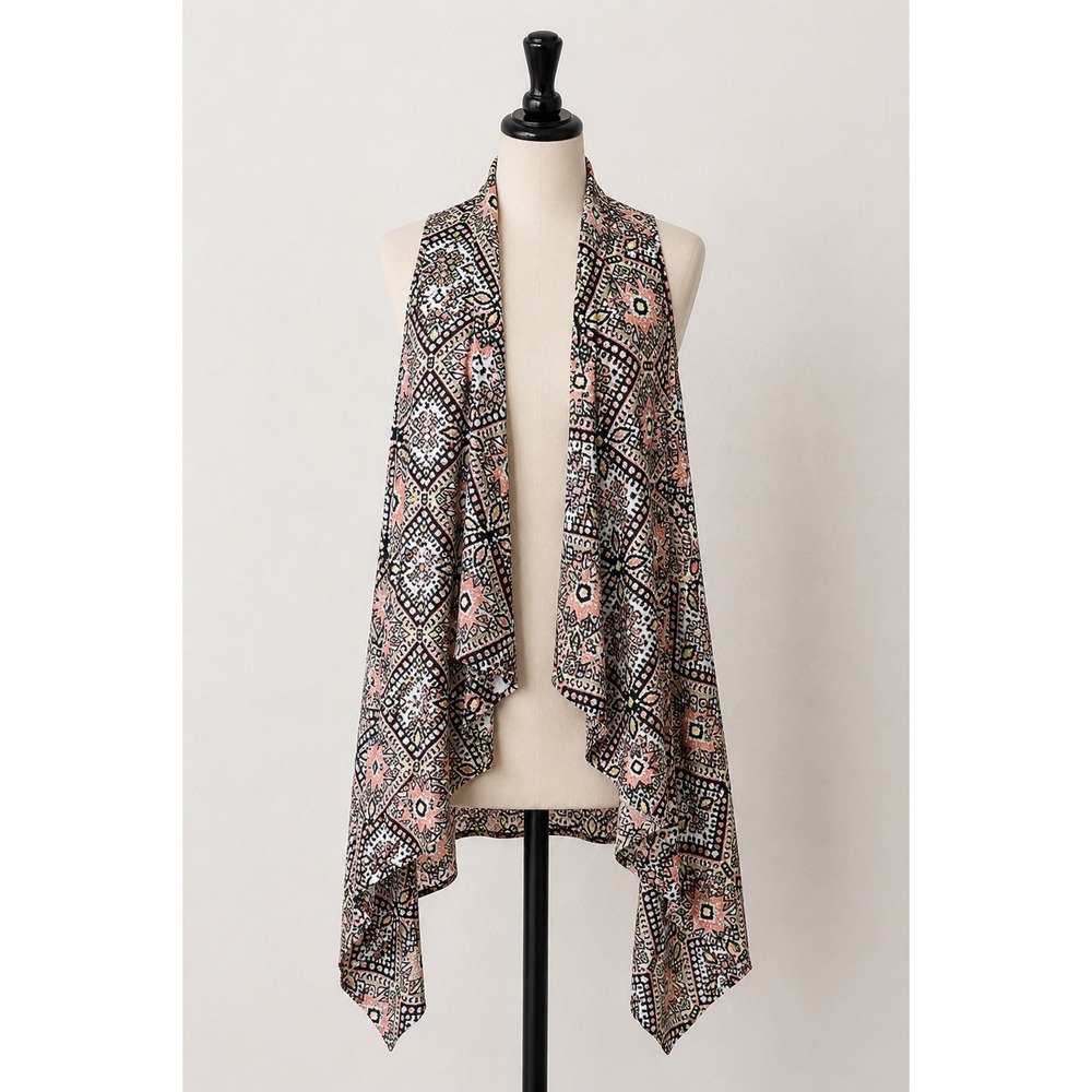 Geometric Boho‎ Tribal Open Front Tunic One Size Aztec Art Deco Western Kimono